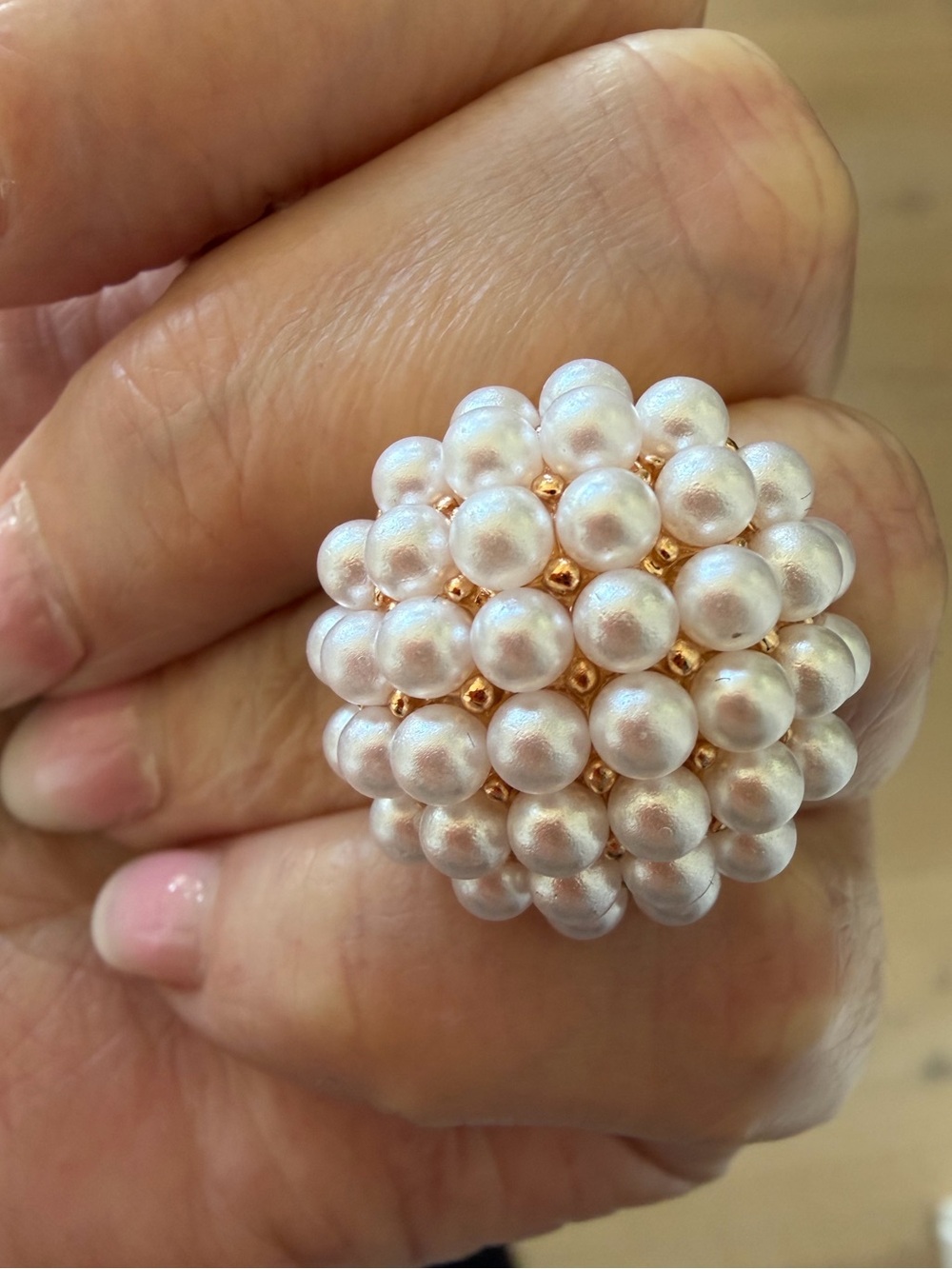 Fashion Jewelry  small Pearl beads Ring in White  and Gold